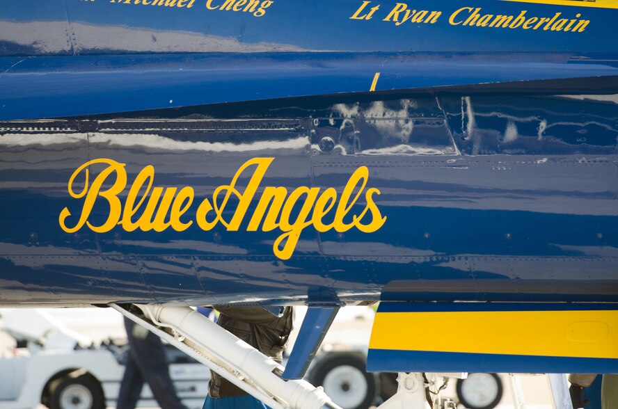 A U.S. Navy Blue Angels F/A-18 Hornet fighter jet sits on the flight line at Louisville International Airport in Louisville, Ky., on Jan. 23, 2014. The aircraft and two crew members are in town for a planning session at the Kentucky Air National Guard Base in preparation for the Thunder Over Louisville air show, scheduled for April 12. (U.S. Air National Guard photo by Master Sgt. Phil Speck)