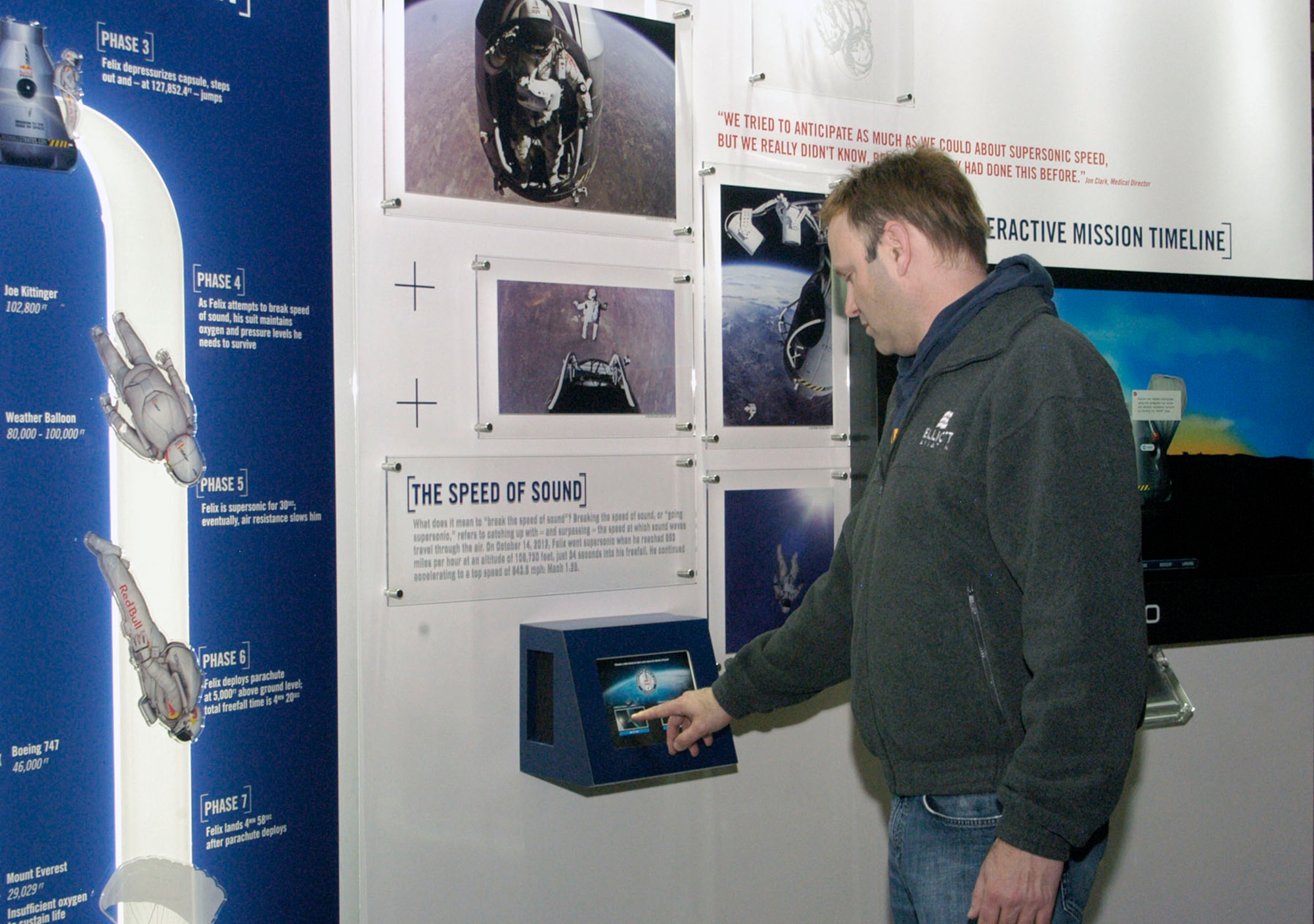 The Red Bull Stratos exhibit will be on display at the National Museum of the U.S. Air Force from Jan. 24-March 16, 2014. (U.S. Air Force photo)