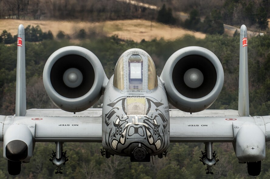 Col. Mark Anderson, 188th Fighter Wing commander, prepares to land at Ebbing Air National Guard Base, Fort Smith, Ark., following a training mission Dec. 30, 2013. The sortie was one of the last four-ship training missions that will be conducted at the 188th. The wing is currently transitioning from a fighter mission to an Intelligence, Surveillance and Reconnaissance/remotely piloted aircraft (MQ-9 Reaper) mission that will also feature a space-focused targeting squadron. The 188th has divested two A-10C Thunderbolt II “Warthogs” per month since September 2013. The last Warthog is slated to leave the 188th in June 2014. The 188th has flown A-10C Thunderbolt II “Warthogs” since April 2007 and has had assigned aircraft on site since 1953. June will mark the first time in unit’s 60-year history that no assigned military aircraft will be parked on the flightline at Ebbing ANG Base. (U.S. Air Force photo by Senior Airman Matthew Bruch)