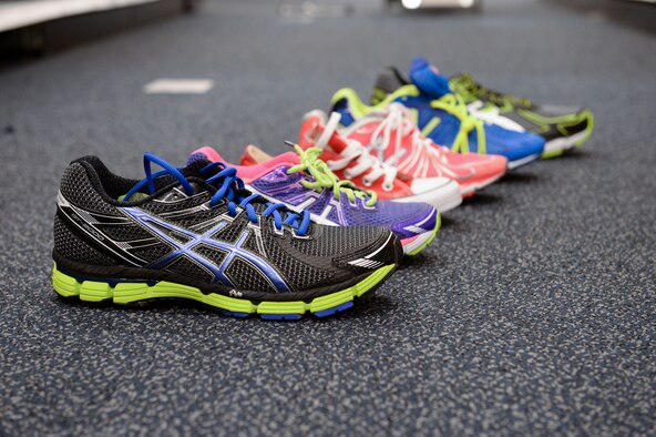Recent changes to Air Force Instruction 36-2903 regarding shoes while wearing the Physical Training Uniform have removed certain restrictions. Section 7.1.6.2 states there are no restrictions on the color of the athletic shoes. (U.S. Air Force Photo by Airman 1st Class Peter Reft/Released)
