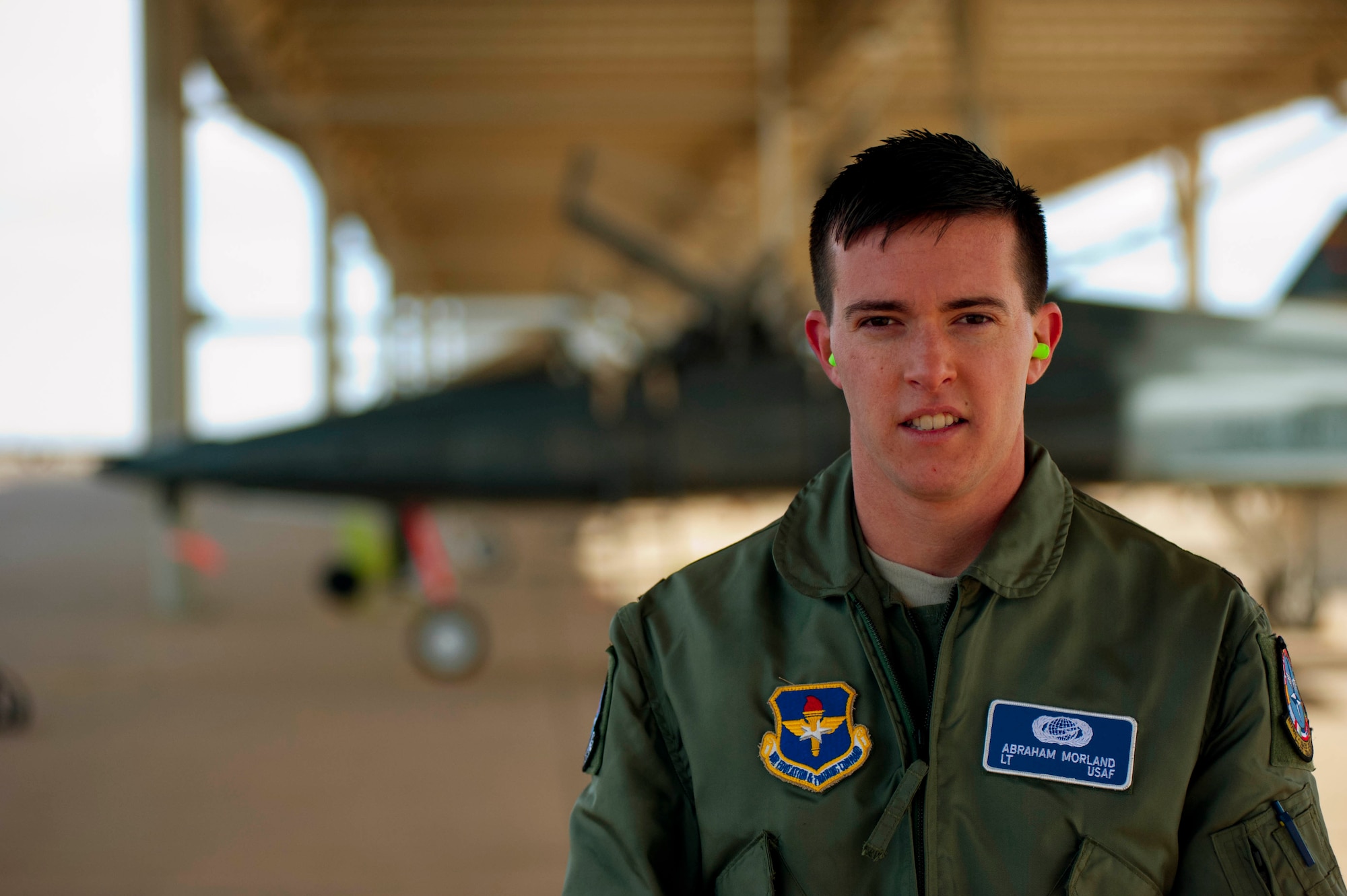 2nd Lt. Abraham Morland, an 80th Flying Training Wing student, held dual citizenship in both the United States and the United Kingdom. Having opportunities to fly for both countries, he eventually chose to renounce his British citizenship and fly for the United States Air Force. As Morland prepares to enter the Euro-Nato Joint Jet Pilot Training Program at Sheppard, he will be in a program that hosts and conducts joint training exercises with over 11 countries. (U.S. Air Force photos by Airman 1st Class Jelani Gibson)  