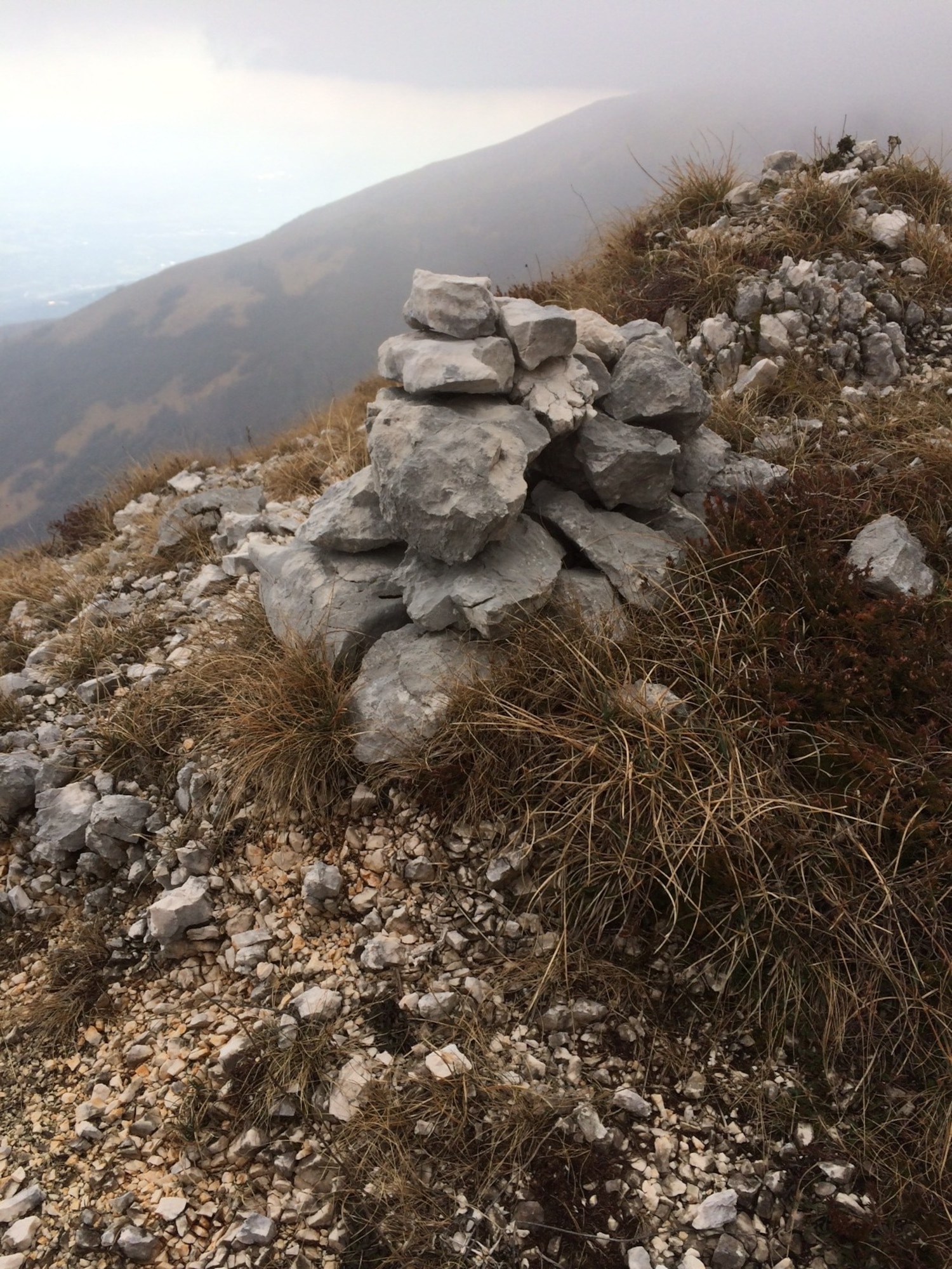 A small rock pile, or cairn, marks trail 988. Trail 988 leads hikers up to Pala Fontana. (U.S. Air Force photo/Staff Sgt. R.J. Biermann)