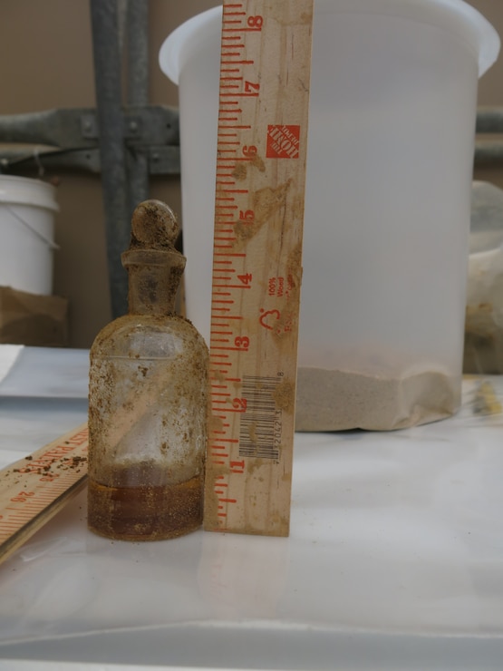 On Jan. 17, crews encountered a small intact American University Experiment Station-related glass bottle. The bottle contained a small amount of liquid.  During the recovery of this item, there were no detections of chemical agent or industrial compounds.  