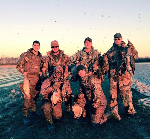 Combat veterans, wounded warriors and active-duty service members pose for a picture after duck hunting. The America’s Heroes Enjoying Recreation Outdoors Foundation, A HERO, provides fellowship and mentoring opportunities through outdoor recreational activities. A HERO provides a supportive environment enabling veterans to continue the healing process, so they can focus on their future and reconcile the traumatic events of their past in a healthy and constructive environment. 