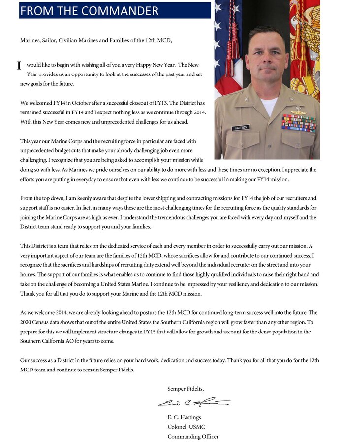 From the Commander