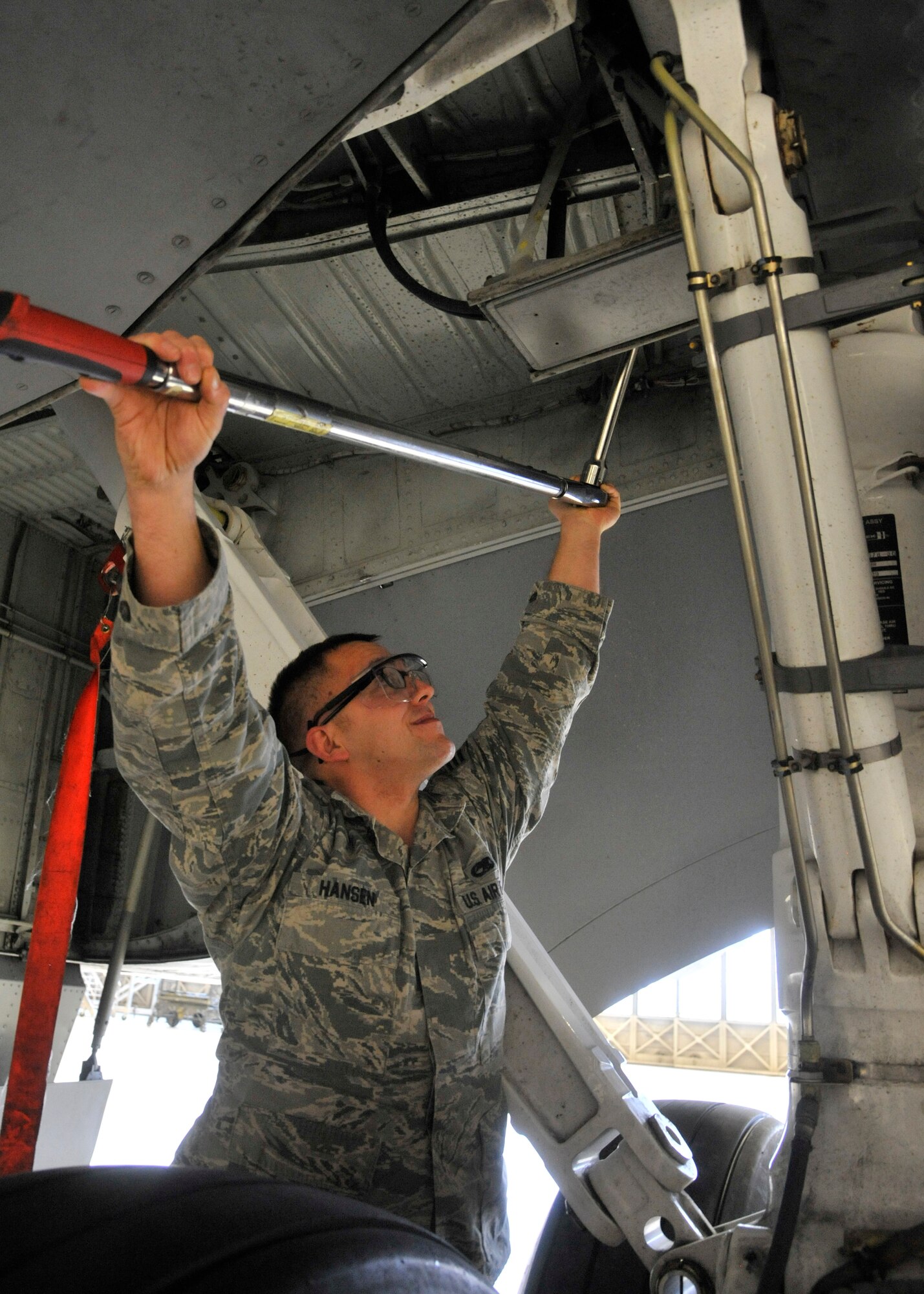 Senior Airman Jason Hansen, 92nd Maintenance Squadron periodic inspection journeyman, has been selected as a member of Team Fairchild's elite, Fairchild's Finest, at Fairchild Air Force Base, Wash. (U.S. Air Force photo by Senior Airman Mary O'Dell/Released)