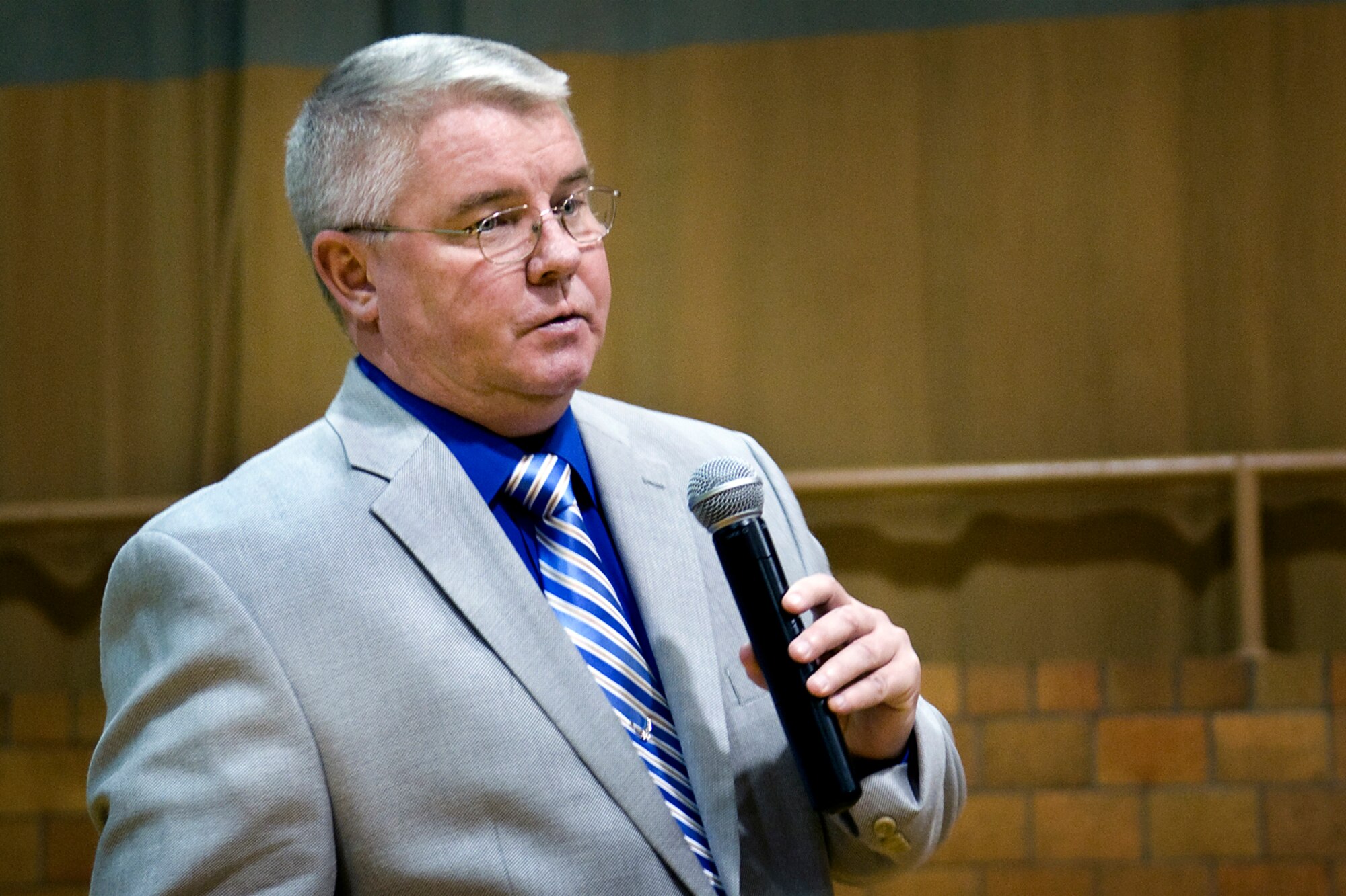 Col. Don Buckley, 434th Air Refueling Wing commander, talks about the importance of Grissom Air Reserve Base, Ind., during a Grissom Community Council meeting in Wabash, Ind., Jan. 17, 2014. During his speech, Buckley talked about Grissom's strategic mission; its importance to the local area, nation and world; and its future before opening up to a question and answer session. (U.S. Air Force photo/Tech. Sgt. Mark R. W. Orders-Woempner)
