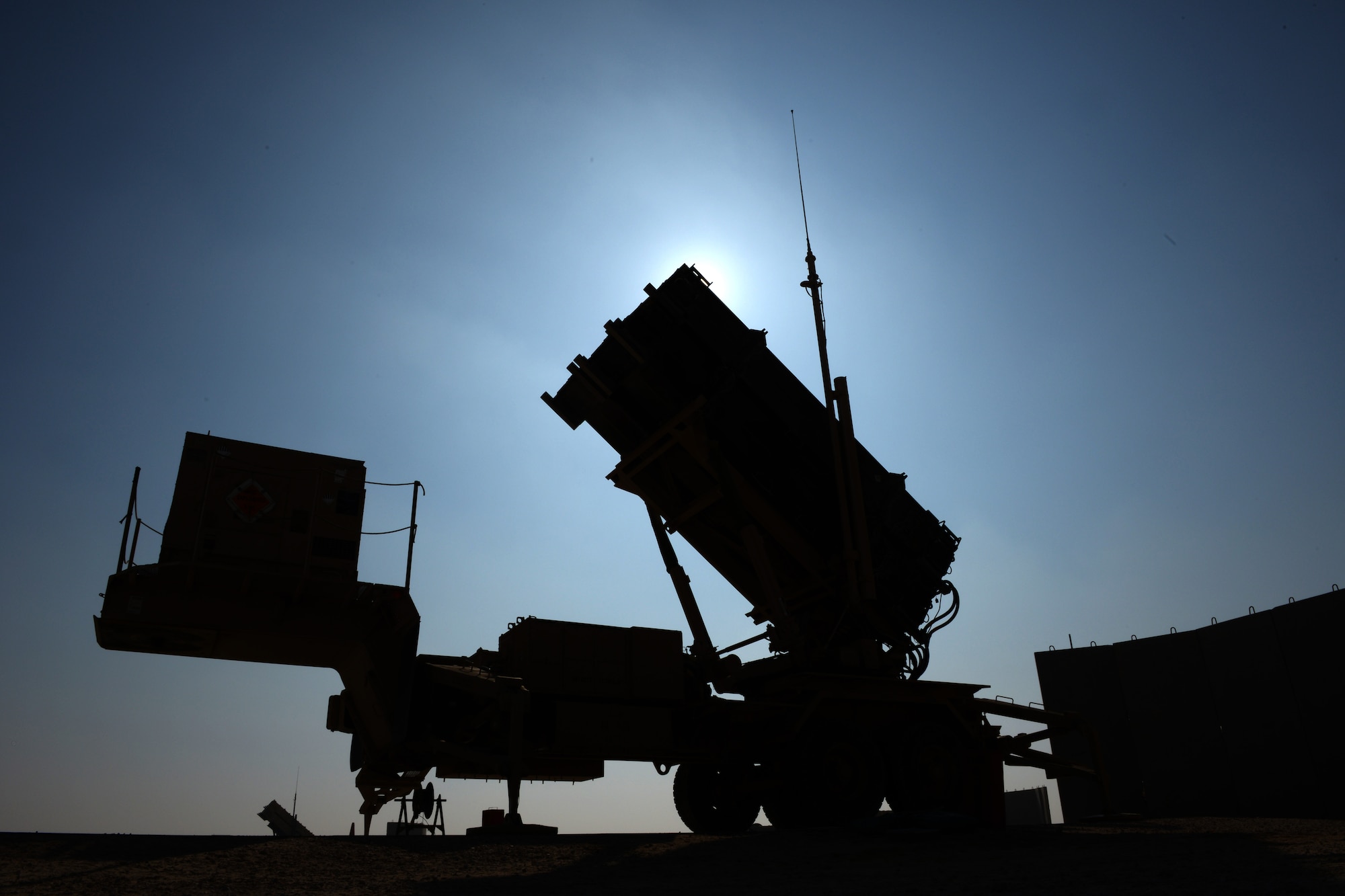 A Patriot Missile Weapon System is readied by Soldiers from the 3-43 Air Defense Artillery Battalion who are deployed from Fort Bliss, Ga., at Al Udeid Air Base, Qatar, Jan. 22, 2014. The Patriot is the Army’s primary surface-to-air missile system and also functions as an anti-ballistic missile system, which protects the base from air and missile attacks. The Patriot is the only anti-ballistic missile system to have successfully engaged and destroyed a tactical ballistic missile in combat. (U.S Air Force photo/Senior Airman Hannah Landeros)    