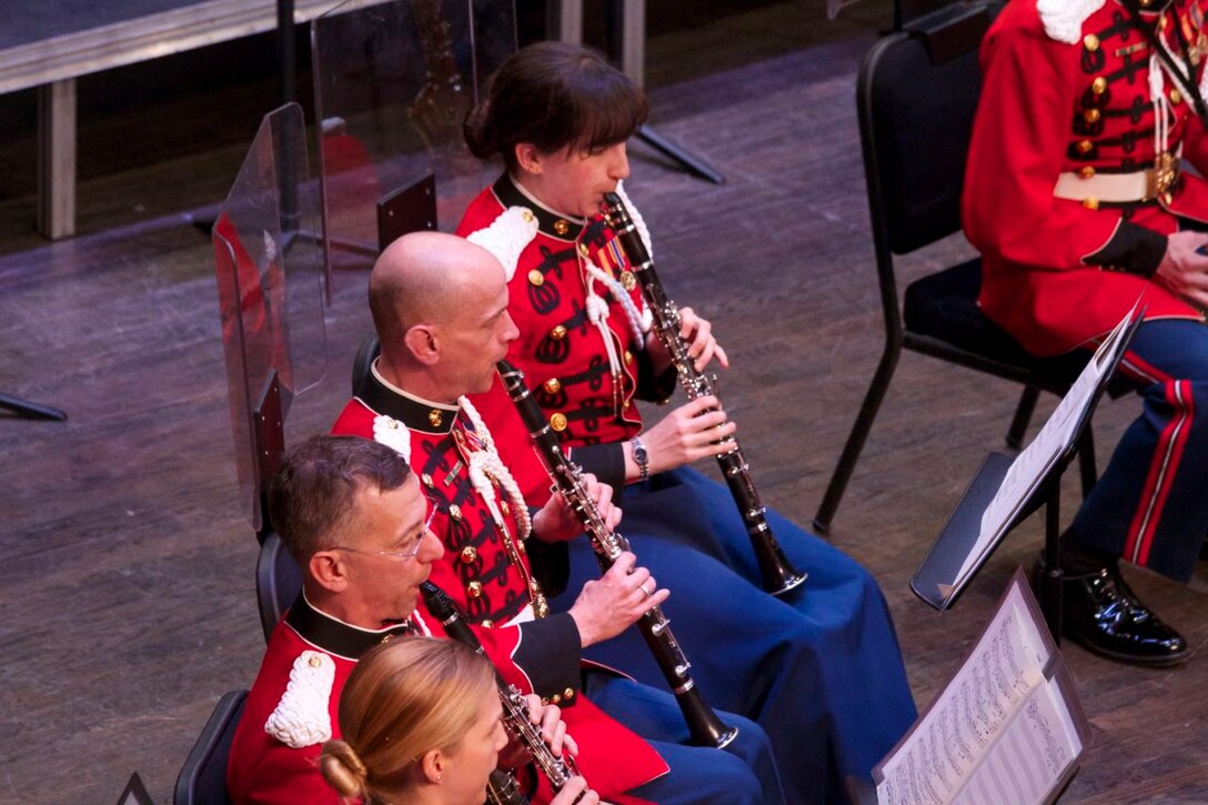 On Jan. 26, the U.S. Marine Band performed a concert in honor of Richard Strauss’s 150th birthday at the Rachel M. Schlesinger Center in Alexandria, Va.  (U.S. Marine Corps photo by Gunnery Sgt. Amanda Simmons/released)