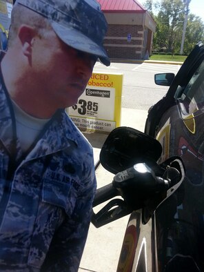 “Cardboard Steve” stands in for husband on several occasions during husband’s deployment.  (Photo courtesy of Janie Purvis)