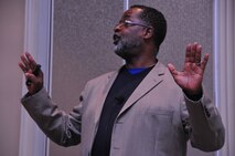 Keynote speaker, “Sporty” King, encourages Airmen at a Yellow Ribbon event in January at Hilton Head Island, S.C. (U.S. Air Force photo by Staff Sgt. Terrica Y. Jones, 916th ARW/PA)
