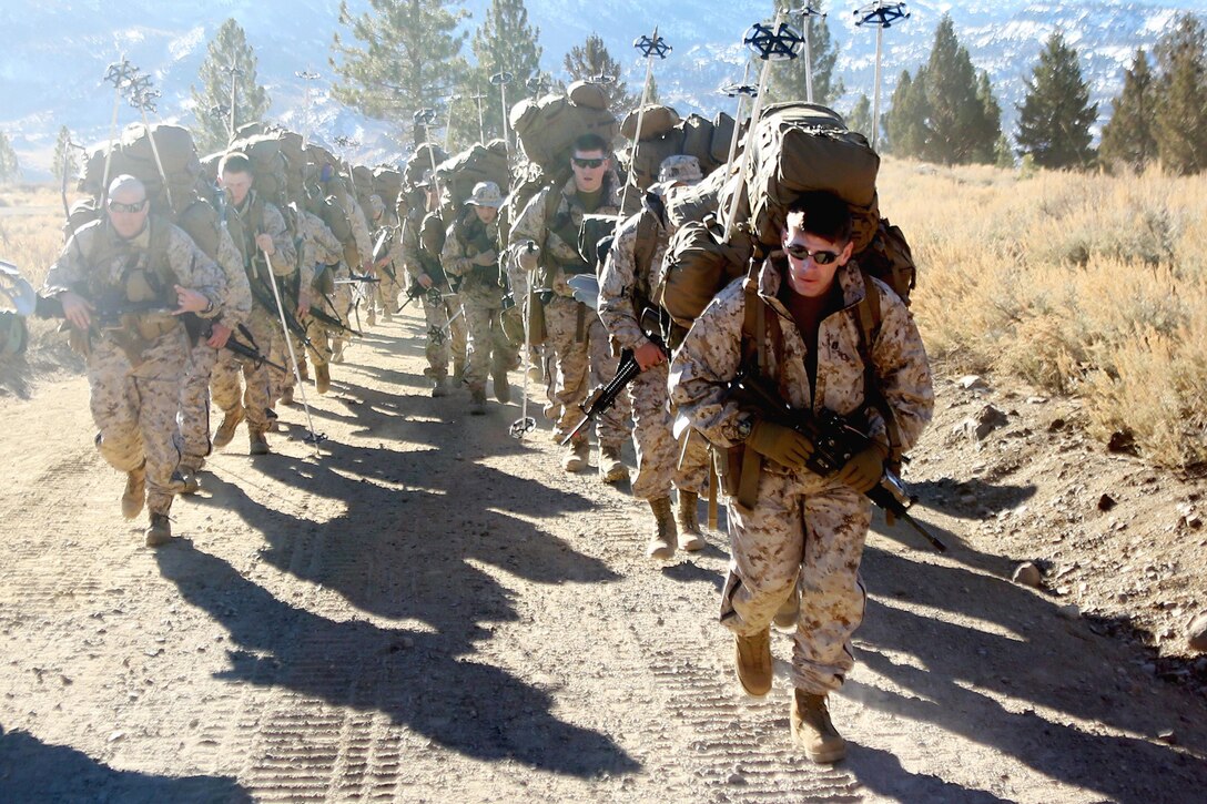 Marined Corps Capt David Kucirka Leads A Group Of Marines During A 
