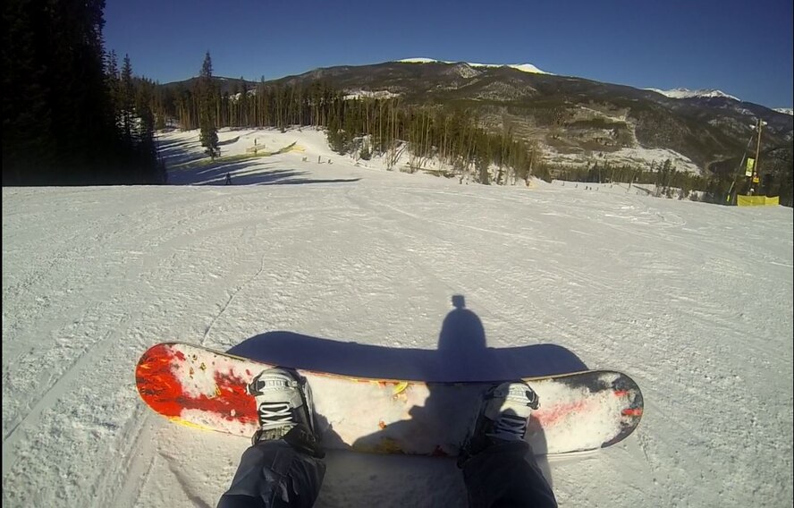 140125-F-GP871-002 Tech. Sgt. Stacy Foster, 90th Missile Wing Public Affairs, stares down the mountain Jan. 25, as he prepares to ride down the slopes of Keystone Resort, Colo. Foster spent the weekend in Keystone during the annual military appreciation weekend, SnoFest. (U.S. Air Force photo by Tech. Sgt. Stacy Foster)