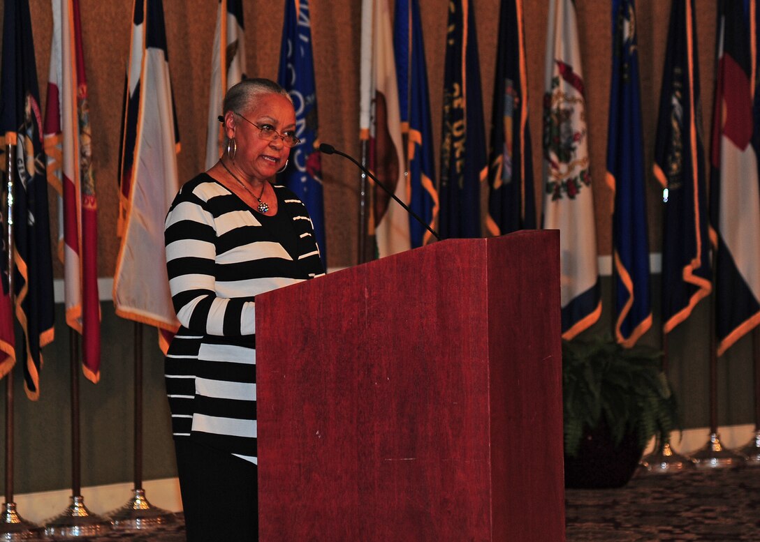 Mrs. Vivian Irby, daughter-in-law of George Irby, speaks to the attendees of the Martin Luther King, Jr. luncheon Jan. 24 at the Columbus Club. The luncheon was in honor of Martin Luther King, Jr.’s birthday, which was Jan. 15. King was 39 years old when he was assassinated in 1968. Years after his death, he is one of the most widely known African-American leaders of his era.