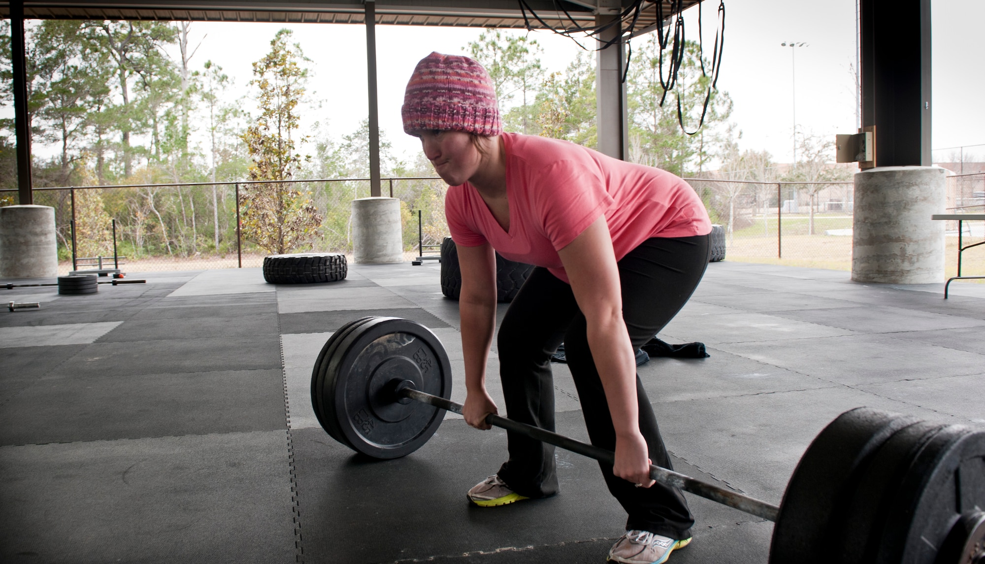 Randi Irby, a competitor at the King and Queen of the Gym, performs a deadlift at Hurlburt Field, Fla., Jan. 24, 2014. Irby earned the Princess of the Gym title for January. (U.S. Air Force photo/Senior Airman Krystal M. Garrett)