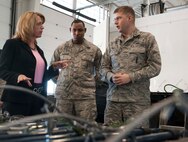 Secretary of the Air Force Deborah Lee James viewed equipment and met with Airmen from the 91st Missile Wing at Minot Air Force Base, N.D., Jan. 22, 2014. James toured a variety of training facilities and learned the procedures that are practiced to ensure the safety and security of the nation's nuclear force. (U.S. Air Force photo/Senior Airman Stephanie Sauberan)