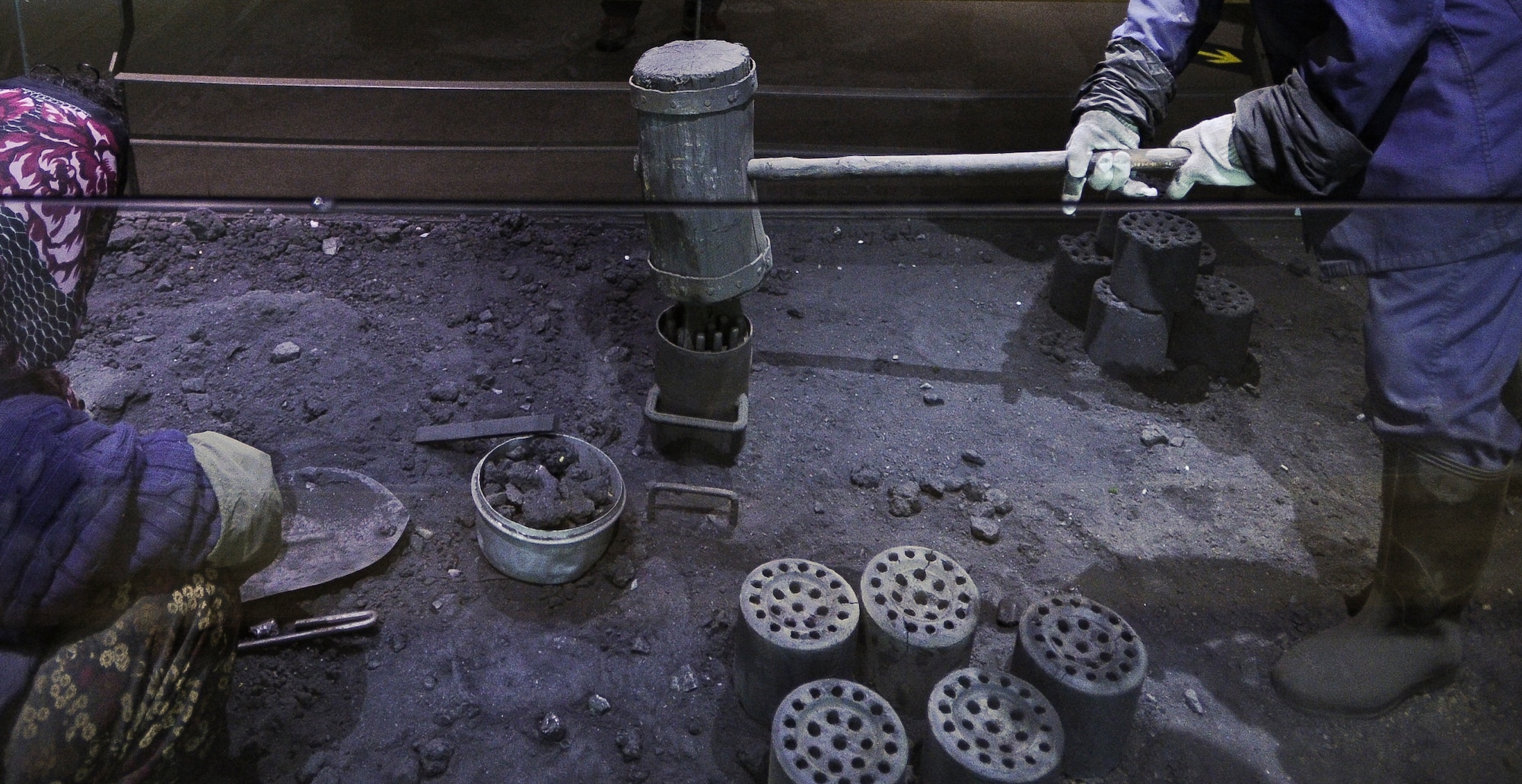 An exhibiton in the Taebaek Coal Museum shows  what conditions were like working in South Korean coal mines, pictured here Jan. 25, 2014, in Taebaek, Republic of Korea. Coal mining conditions were typically austere and resulted in many hazards for workers. (U.S. Air Force photo by Staff Sgt. Jake Barreiro)