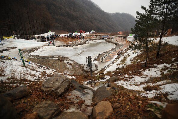 Taebaek Provincial Park, pictured here Jan. 25, 2014, is located in the mountain range it's named after in Taebaek, Republic of Korea. The park charges W2,000 for admission, which includes hiking trails, snow sculptures and admission to the Taebaek Coal Museum. (U.S. Air Force photo by Staff Sgt. Jake Barreiro)
