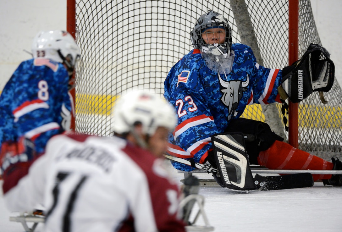 U.S. Army World Class Para-Athlete Program sled hockey goalie Staff Sgt. Jen Lee will play for Team USA in the 2014 Paralympic Games, scheduled for March in Sochi, Russia. U.S. Army photo by Tim Hipps, IMCOM G9 MWR Public Affairs