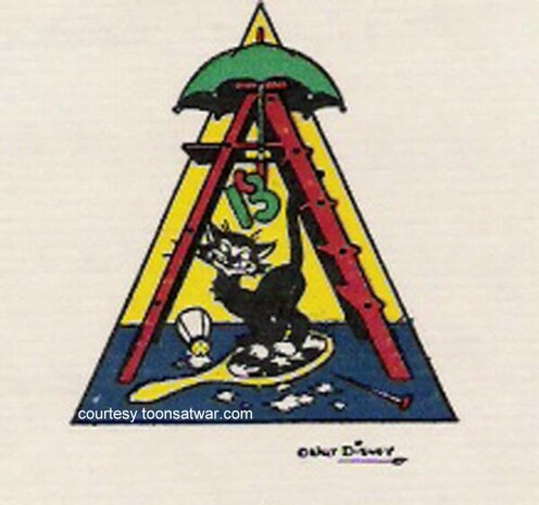 An image of the unofficial insignia for the 13th Armored Division designed by Walt Disney. (Courtesy photo from toonsatwar.com/Released)