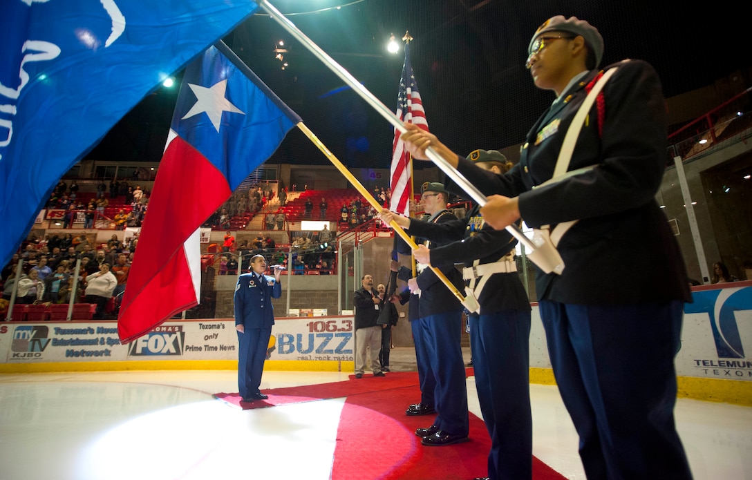 Service members attended a military appreciation hockey game Jan. 25. The Wichita Falls Wildcats faced off against the Fairbanks Ice Dogs in a loss that was scored 4-2. (U.S. Air Force photo by Airman 1st Class Jelani Gibson)  
