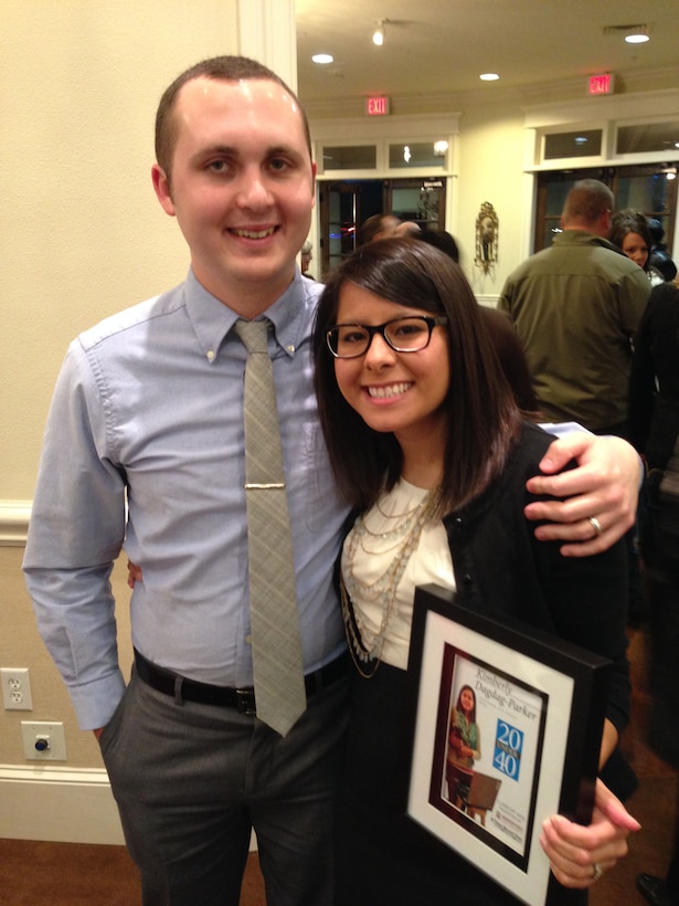 Kimberly Parker from the 82d Training Wing Public Affairs office with her husband Thomas Parker at the Wichita Falls Top 20 Under 40 ceremony hosted by the Times Record news on January 28. Parker along with 19 others were recognized for being the community's young leaders. (Courtesy Photo). 