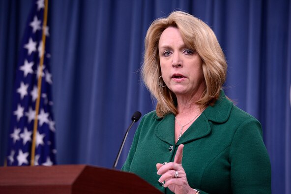 Secretary of the Air Force Deborah Lee James provides an update, Jan. 30, 2014, in the Pentagon, on the investigation of compromised test materials at Malmstrom Air Force Base, Mont. During the press briefing, James and Wilson talked about the steps the Air Force and Global Strike Command are taking to address the integrity failure by some officers and measures to address systemic issues affecting the ICBM crew force. (U.S. Air Force photo/Scott M. Ash)