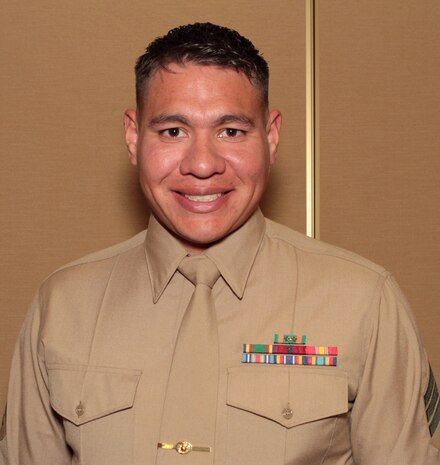 Sergeant Marcos A. Valentin, career planner, 1st Reconnaissance Battalion, was named “Career Planner of the Year” for 1st Marine Division during the 1st Marine Division Annual Career Planning Awards Luncheon at Marine Corps Base Camp Pendleton, Calif., Jan. 27, 2014. He was also awarded the Navy and Marine Corps Achievement Medal for his accomplishments. Valentin met his retention goal of more than 200 percent during 2013. He is required to interview each of the elite infantrymen that he supports at least two to three times during their careers. In order to accommodate their busy training and deployment schedules, he interviewed many of them during field training and also during early mornings and late nights. He is only one of many career planners who serve more than 25,000 combat-ready Marines and Sailors throughout 1st Marine Division. Valentin, a 27-year-old native of Mira Mesa, San Diego, and 2004 graduate of Mira Mesa High School, reported to Marine Corps Recruit Depot San Diego for recruit training nearly nine years ago Mar. 7, 2005. He plans to make the Marine Corps a career. 
(U.S. Marine Corps photo by Sgt. Jacob H. Harrer / released)
