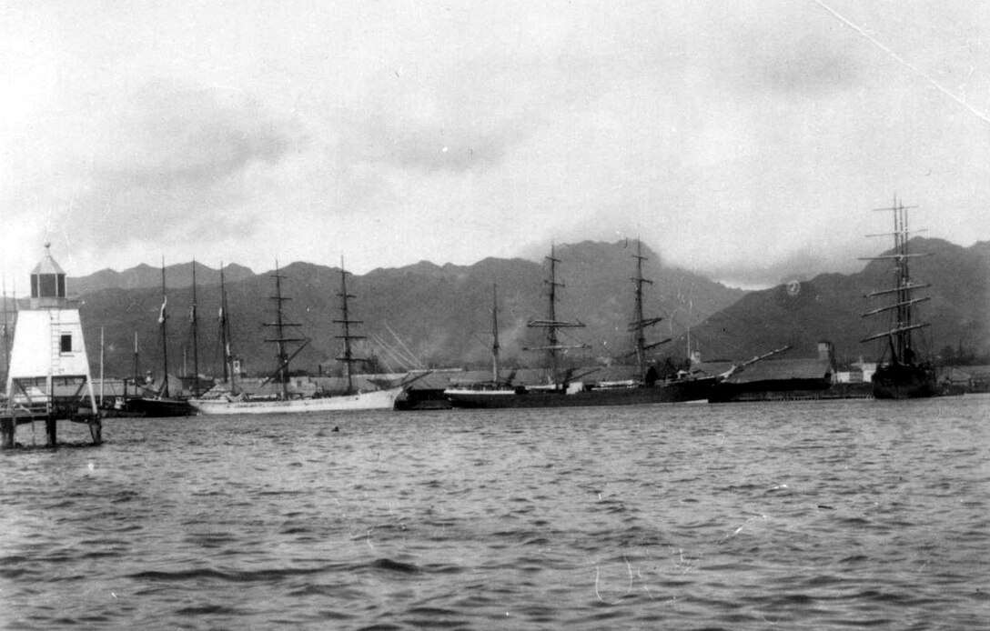 Honolulu Harbor as it appeared circa. 1892