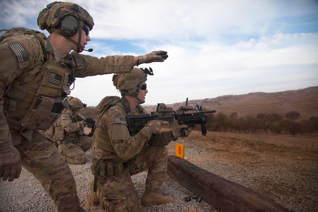 Army Rangers fire different kinds of weapons during live-fire training at a range on Camp Roberts, Calif., Jan. 26, 2014. The Rangers are assigned to Company B, 2nd Battalion, 75th Ranger Regiment.