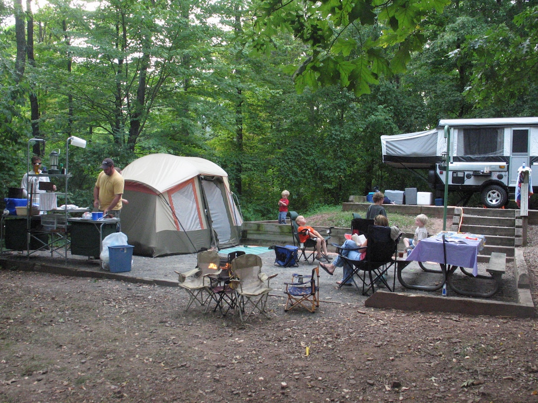 Family camping at Seven Points Campground