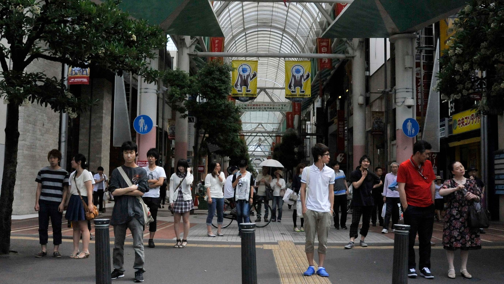 Crowds of people bustle through the shopping district Chuo-dori, located in Sendai on June 20, 2014. A five minute walk from the Sendai train station, throngs of people frequent the area at seemingly all hours of the day on the hunt for clothes, food and even a quick game of Pachinko. Airy and calm during the day, Technicolor and buzzing with excitement at night, Chuo-dori is fun to stroll through and is the perfect place to pick up the Sendai-famous gyutan, or grilled cow tongue. (U.S. Air Force photo/Airman 1st Class Patrick S. Ciccarone)