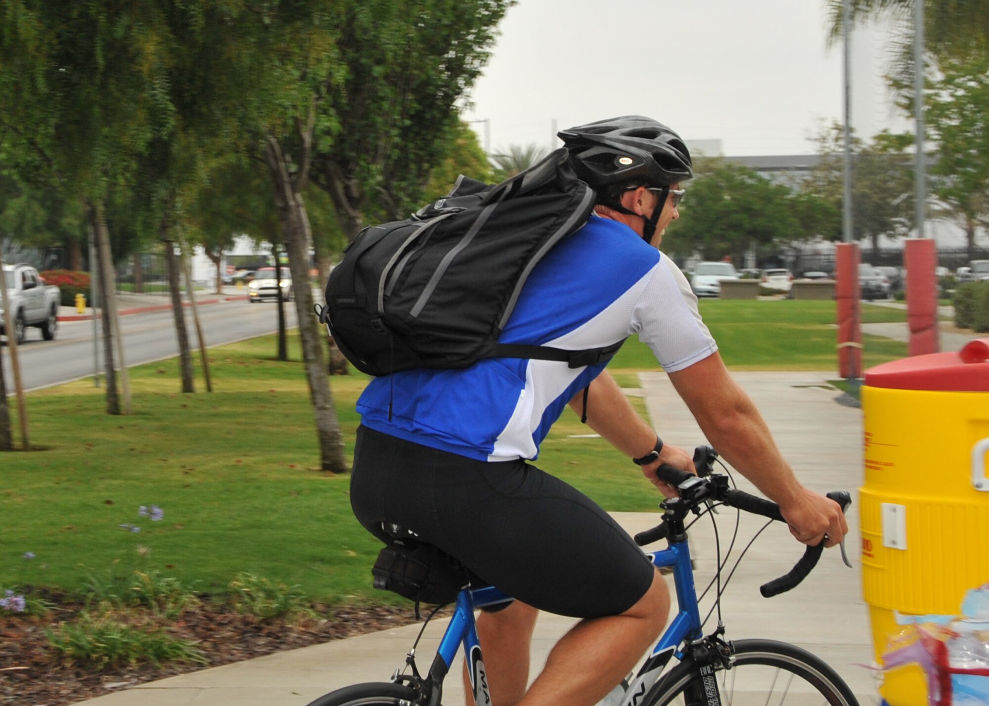 The 61st Civil Engineer and Logistics Squadron from Los Angeles Air Force Base sponsors Bike to Work Day in El Segundo, Calif., on June 24, 2014. Bike to Work Day is an annual event held on various days in the Spring across the United States and Canada that promotes the bicycle as an option for commuting to work (U.S. Air Force photo by Sarah Corrice.)