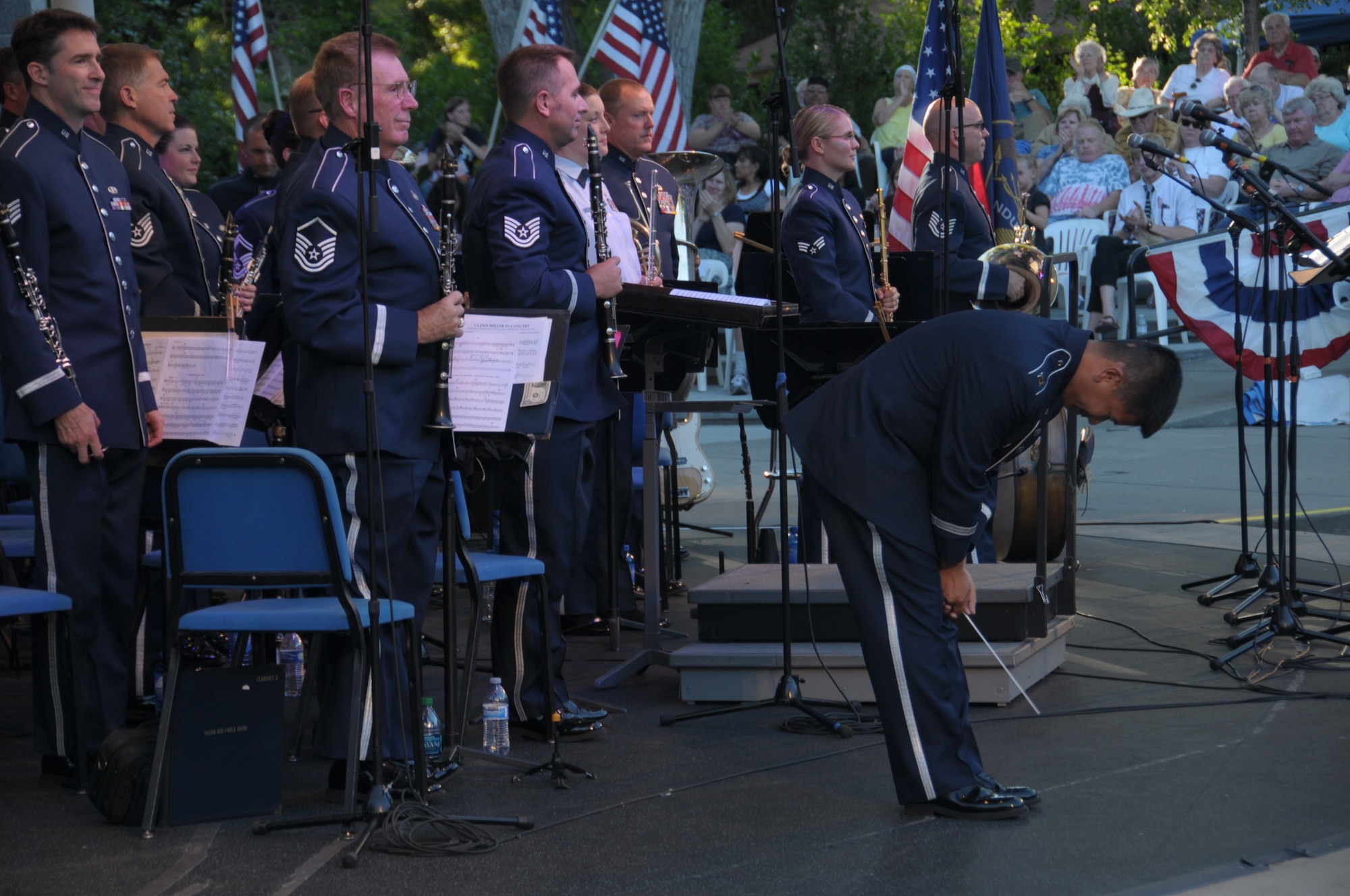 The 562nd Air Force Band of the West Coast finished up a performance at the Ed Kenley Amphitheater in Layton, Utah on June 29, 2014. (U.S. Air National Guard photo by Airman 1st Class Madeleine Richards/Released)



