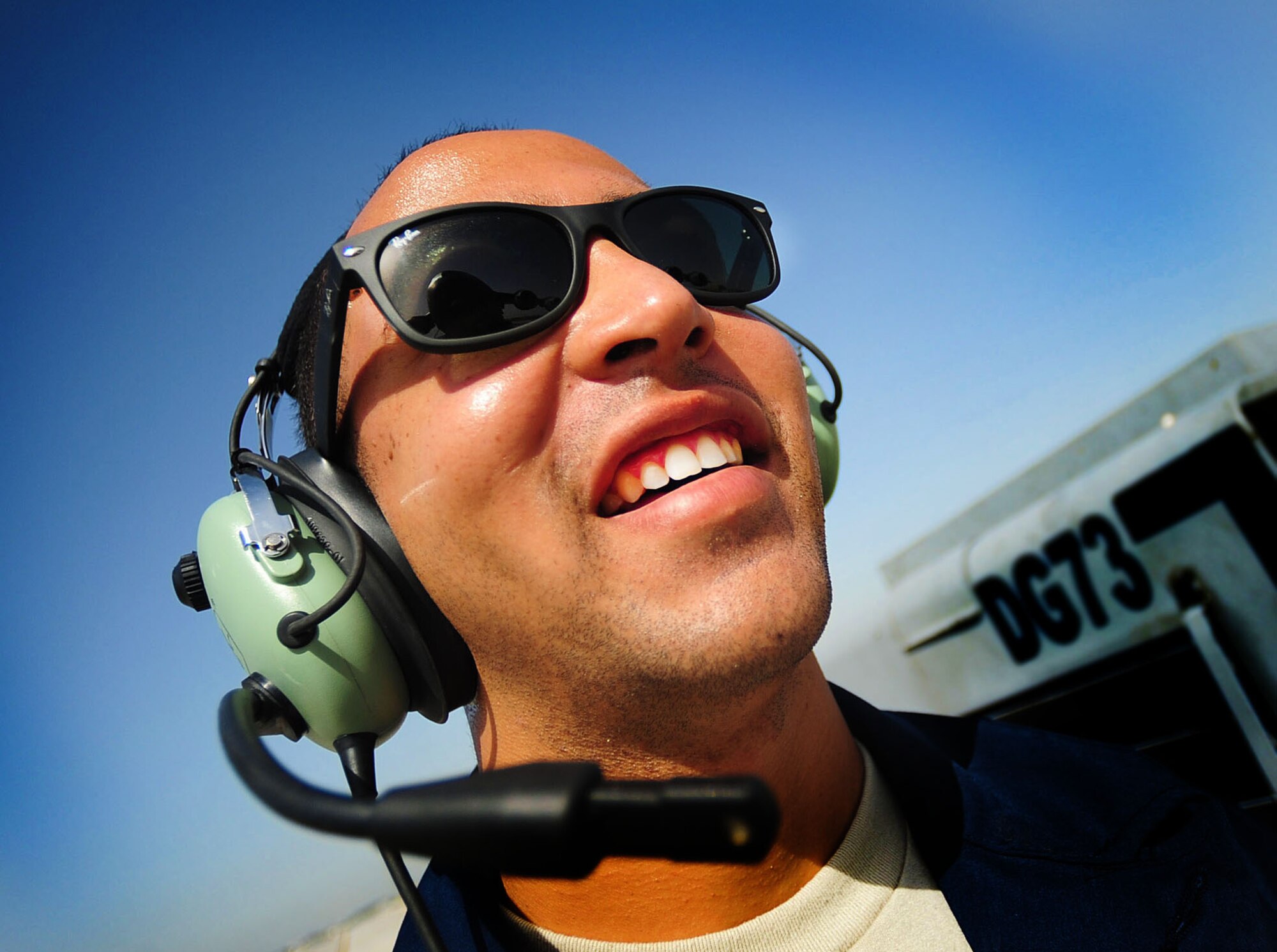 Senior Airman German Rubio-Arroyo, 39th Maintenance Squadron aerospace ground equipment journeyman, refuels a C-17 Globemaster cargo aircraft during a wing exercise June 27, 2014, Incirlik Air Base, Turkey.  Security Forces, civil engineer, medical and maintenance Airmen participated in the exercise that prepares personnel to respond to actual emergency situations.  (U.S. Air Force photo by Senior Airman Nicole Sikorski/Released)