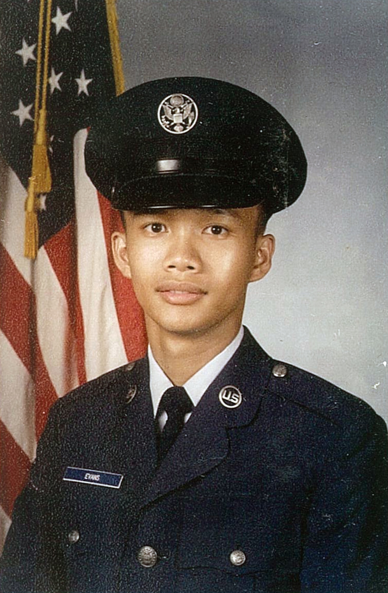 Teofilo Evans’ first official photo in the Air Force during basic military training. Teofilo retired as a master sergeant in 2008. (Courtesy photo)