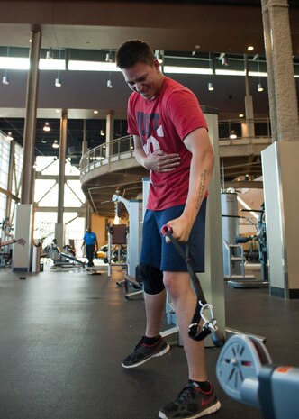 Airman 1st Class James Weatherford, a munitions storage crewmember assigned to the 31st Munitions Squadron, Aviano Air Base, Italy, conducts strength training at the Warrior Fitness Center, June 27, 2014, Nellis Air Force Base, Nev. Strength training increases not only muscle strength, but bone and joint strength as well. (U.S. Air Force photo by Senior Airman Timothy Young)
