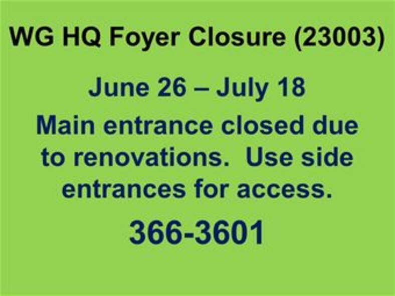 07032014- WG HQ Foyer Closure