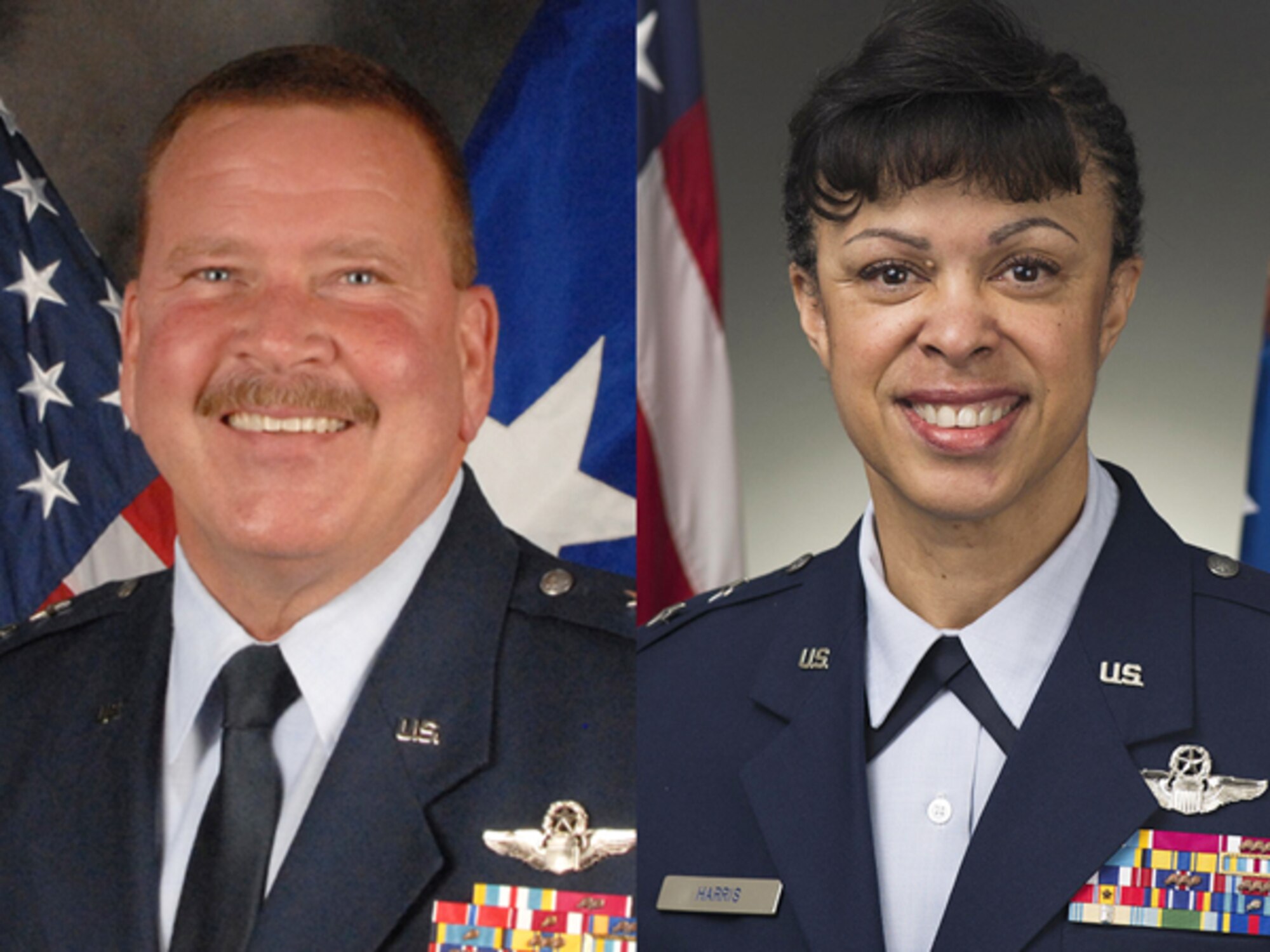 Air Force Reserve Command senior leaders are being reassigned. Major Gen. Mark A. Kyle, 22nd Air Force commander, Dobbins Air Reserve Base, Georgia, will become director of Air, Space and Information Operations, Headquarters Air Force Reserve Command, Robins Air Force Base, Georgia. Major General Stayce D. Harris, Mobilization Assistant to the Commander, Air Mobility Command, Scott Air Force Base, Illinois, will take over as commander of 22nd Air Force. (U.S. Air Force photos)
