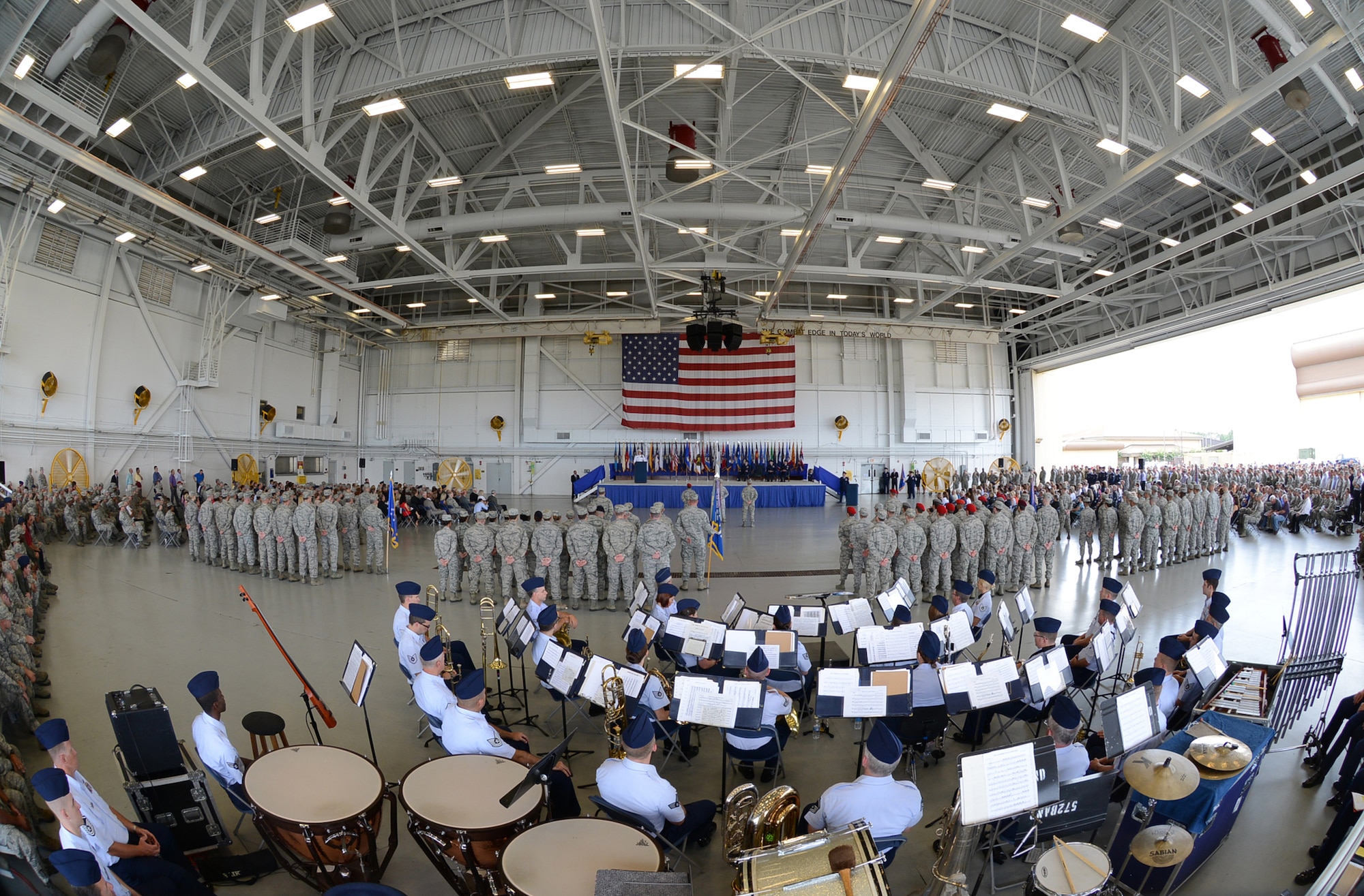 Air Commandos stand in formation during the Air Force Special Operations Command change of command ceremony held at Hurlburt Field, Fla., July 3, 2014. The command's mission is to present combat-ready Air Force Special Operations Forces to conduct and support global special operations missions. (U.S. Air Force photo by Master Sgt. Steven Pearsall)
