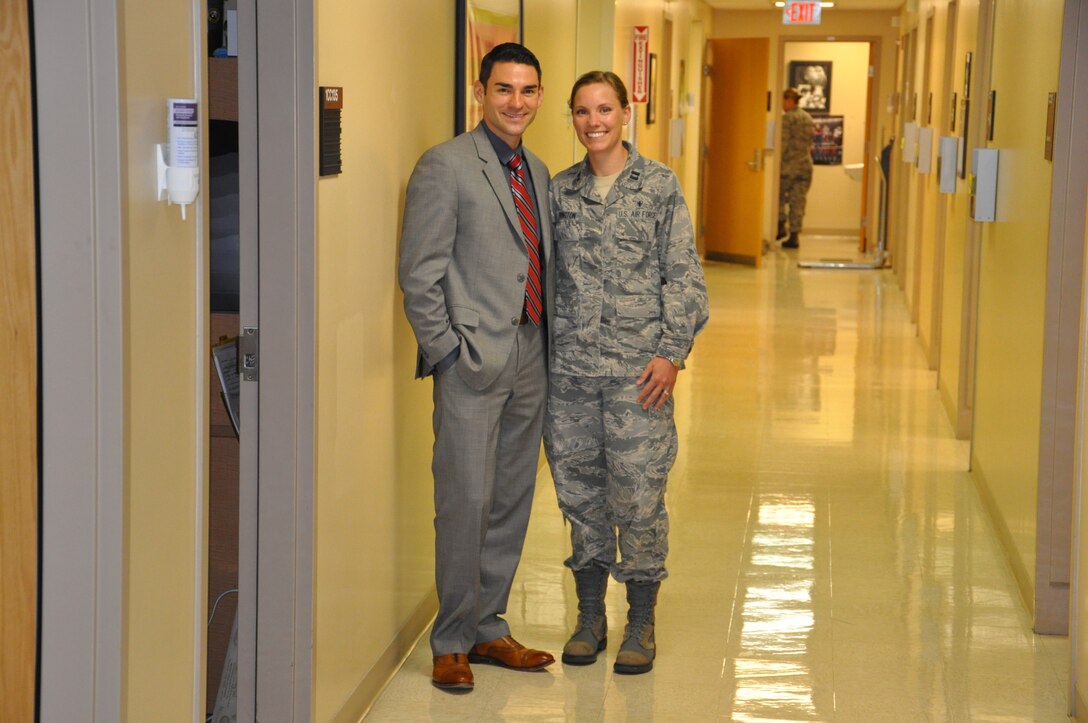 Special Agent Brad Byington, Air Force Office of Special Investigations, and Capt. Hayley Byington, a pediatric nurse practitioner at Wright-Patterson Medical Center recently help save the lives of car crash survivors. Photo by Brian Brackens