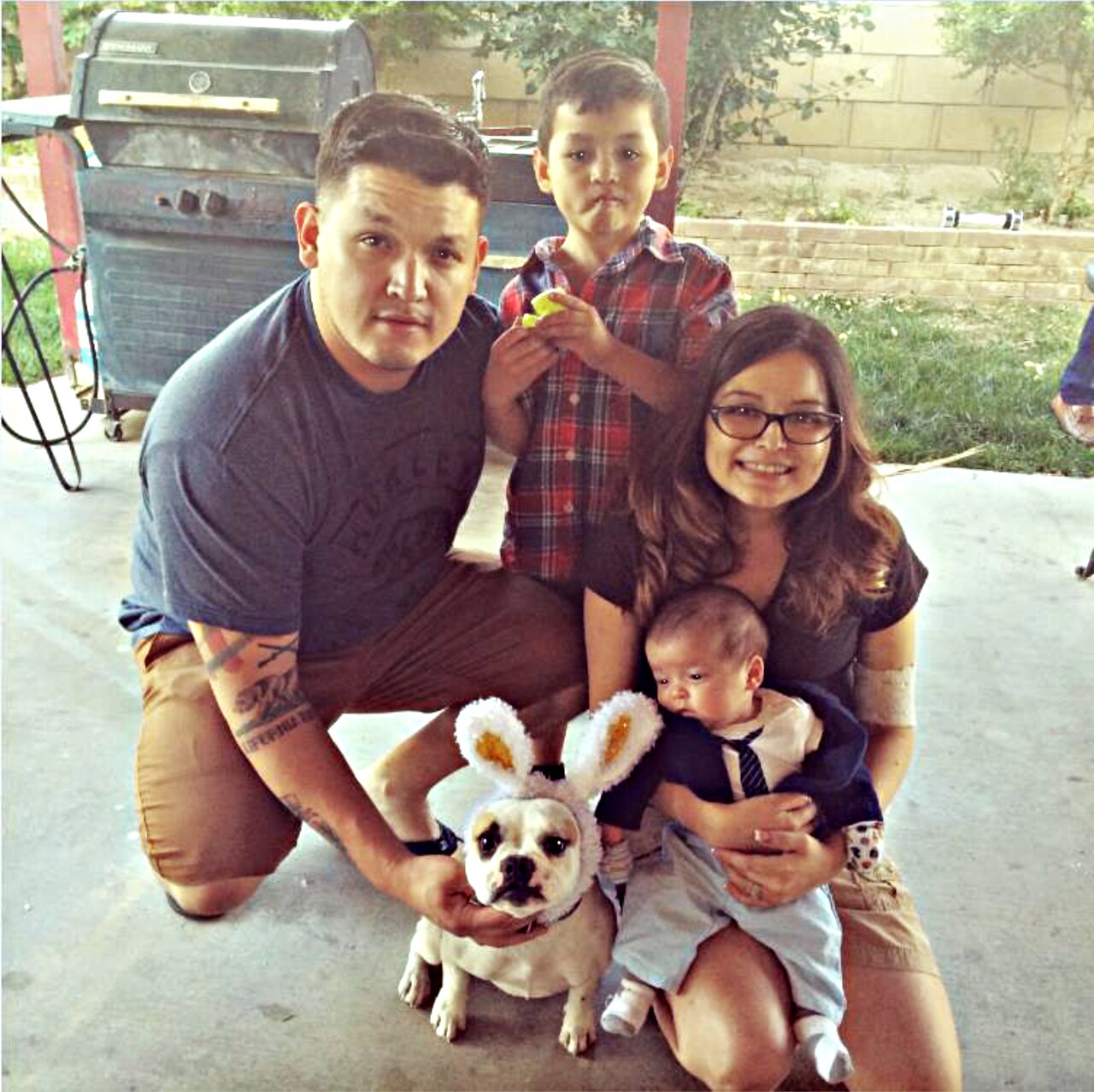 Yesenia Ruiz-Rojo with her husband, stepson and “miracle” baby, Luke, this Easter at her family’s home in California. Courtesy photo
