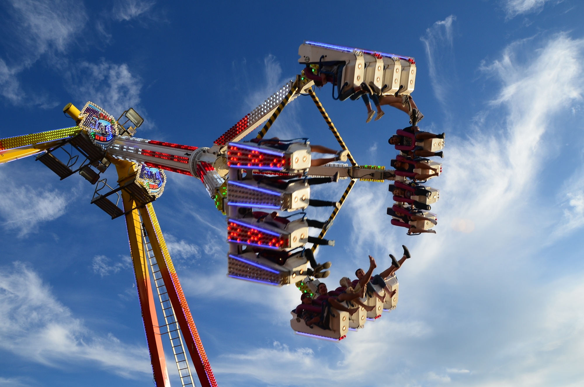 Royal Air Force Feltwell, England, hosted a celebration July 4, 2014. The free, public event featured many events and activities, including rides, games, food booths, an aerial demonstration from the RAF Red Arrows, and a fireworks display. (U.S. Air Force photo by Airman 1st Class Erin O’Shea/Released)