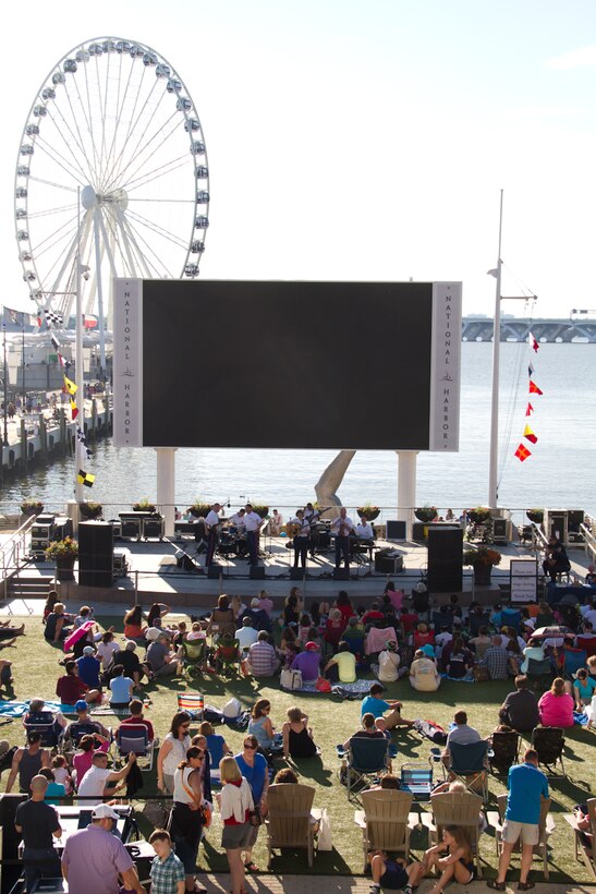 On July 5, 2014, Free Country, the Marine Band's contemporary country music ensemble, performed at National Harbor in Maryland. (U.S. Marine Corps photo released/Gunnery Sgt. Amanda Simmons)