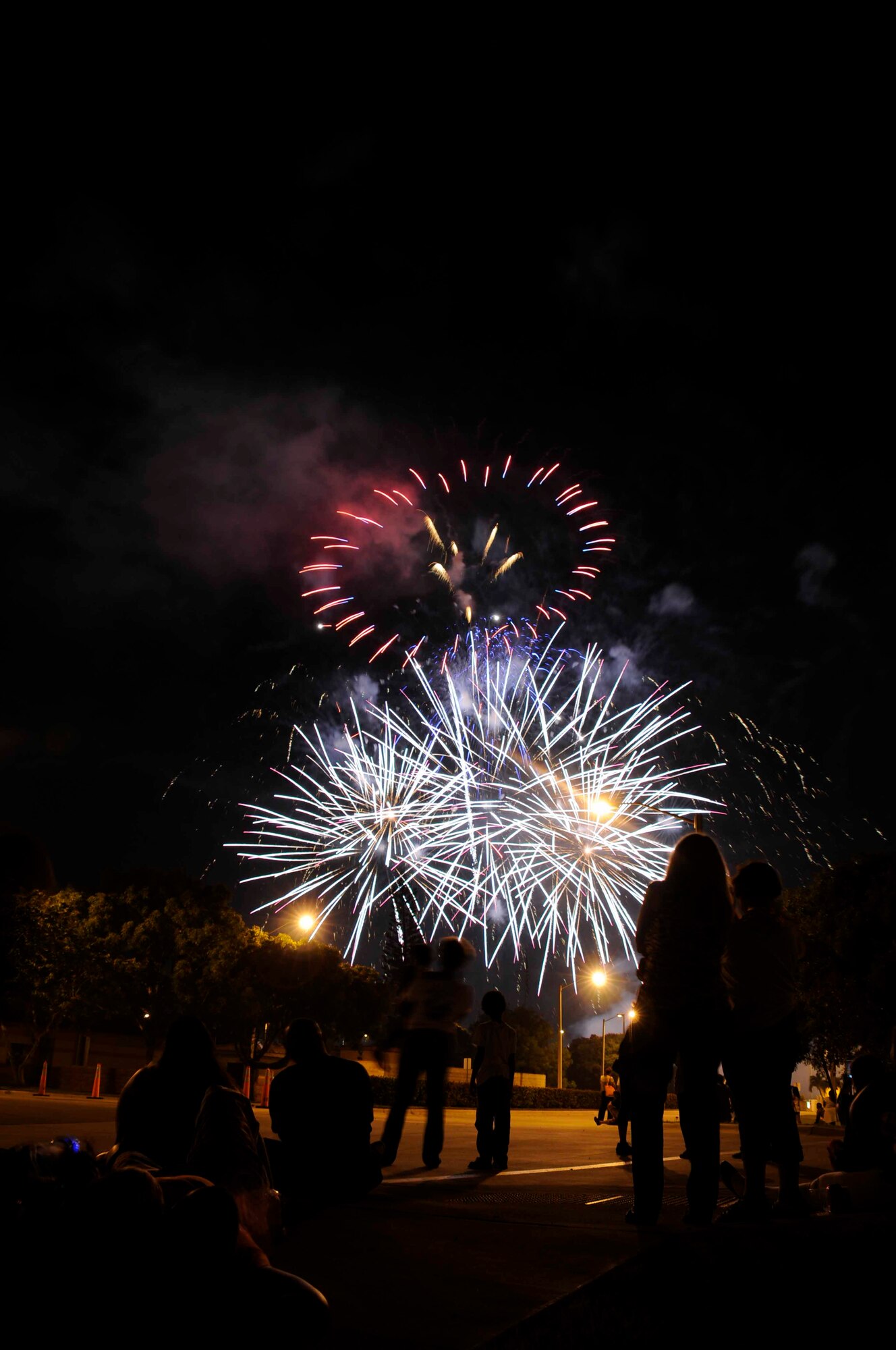 Homestead Air Reserve Base, Fla., held their 5th Annual Independence Day Celebration in front of the Heritage Hall Conference Center July 4.  Base personnel watch the fireworks show that closed out the wonderful event. (U.S. Air Force photo/ Senior Airmen Aja Heiden)