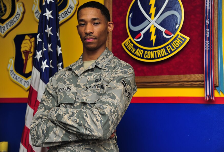 U.S. Air Force Airman 1st Class Ian Segears is a Weapons Director Technician assigned to the 610th Air Control Flight. His job duties entail providing tactical command and control for the F-16 Fighting Falcons at Misawa Air Base, Japan. (U.S. Air Force photo/Senior Airman Jose L. Hernandez-Domitilo)