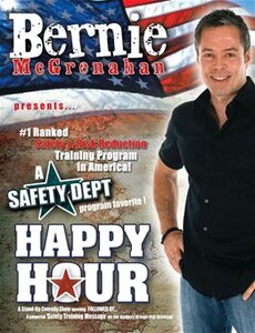 Bernie McGrenahan, comedian, presented his ‘HAPPY HOUR’ comedy show to U.S. Army Soldiers assigned to the 7th Transportation Brigade (Expeditionary), at Fort Eustis, Va., July 2, 2014. McGrenahan travels to military installations inspiring U.S. Service members to stay focused and resilient through the use of comedy and personal testimonies. (Courtesy graphic)
