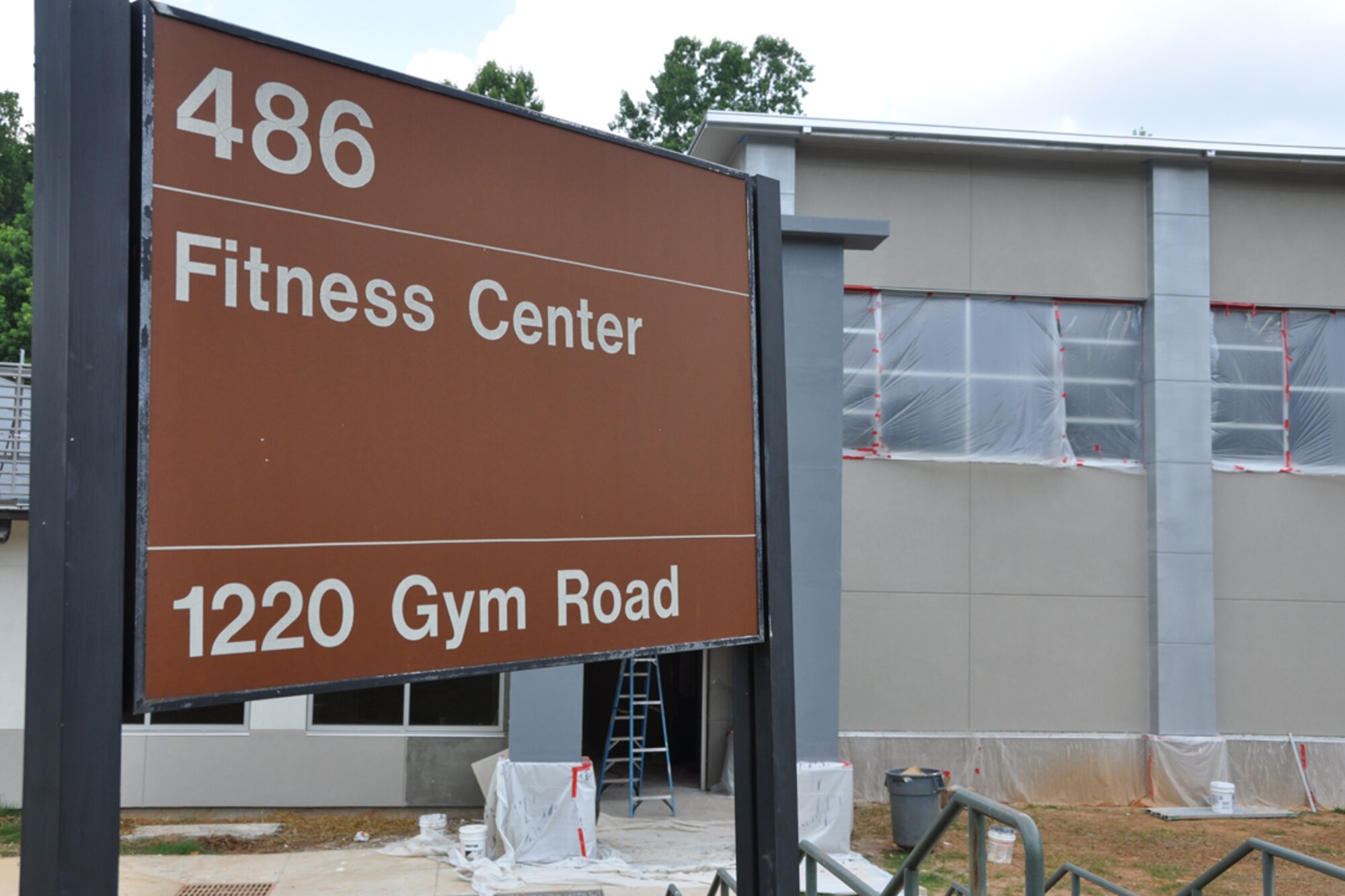 Contractors from HCR Construction perform renovations to the Dobbins Air Reserve Base Fitness Center July 7, 2014. Barring any delays, the center is expected to re-open mid Nov. 2014. (U.S. Air Force photo/James Branch)