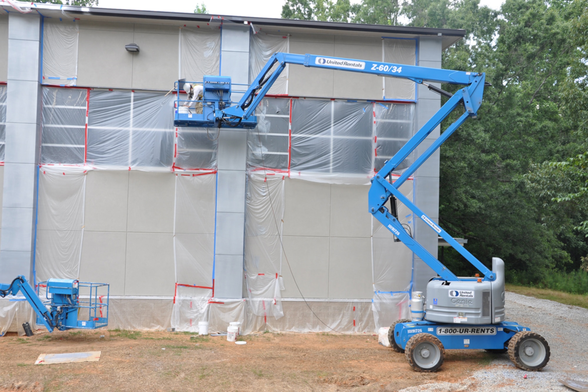 Contractors from HCR Construction perform renovations to the Dobbins Air Reserve Base Fitness Center July 7, 2014. Barring any delays, the center is expected to re-open mid Nov. 2014. (U.S. Air Force photo/James Branch)
