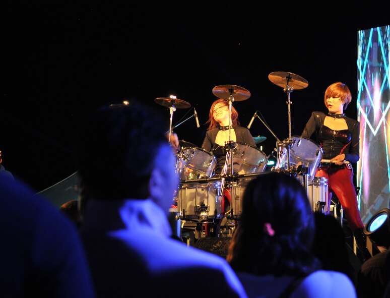 Drum Cat performs a patriotic song during Liberty Fest at Osan Air Base, Republic of Korea, July 4, 2014. Thousands attended the annual event to commemorate America’s 238th birthday. (U.S. Air Force photo/Airman 1st Class Ashley J. Thum)